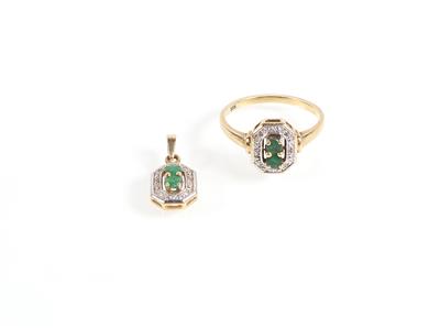 Smaragd Diamant Damenschmuckgarnitur - Gioielli e orologi