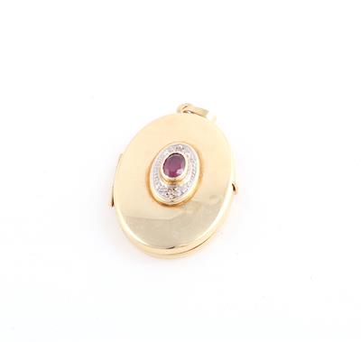 Ovales Rubin Diamant Medaillon - Gioielli e orologi