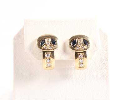 Saphir Brillant/Diamant Ohrstecker - Schmuck und Uhren