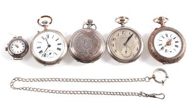 Konvolut Taschenuhren/ 1 Damenuhr - Schmuck und Uhren
