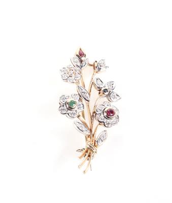 Farbstein Brosche "Blumenstrauß" - Jewellery and watches