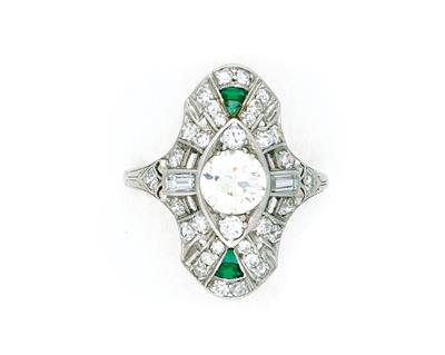 Brillant Diamant Smaragd Damenring - Gioielli e orologi