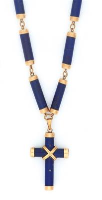 Lapis Lazuli Collier mit Kreuzanhänger - Schmuck und Uhren