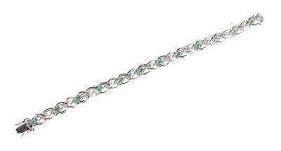 Diamant Smaragd Armkette zus. 0,60 ct (grav.) - Schmuck und Uhren