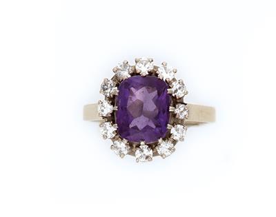 Amethyst Brillant Damenring - Große und kleine Kostbarkeiten