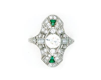 Brillant Diamant Smaragd Damenring - Jewellery and watches