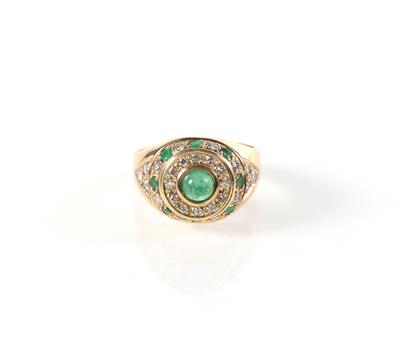 Smaragd Brillant Diamant Damenring - Klenoty a náramkové