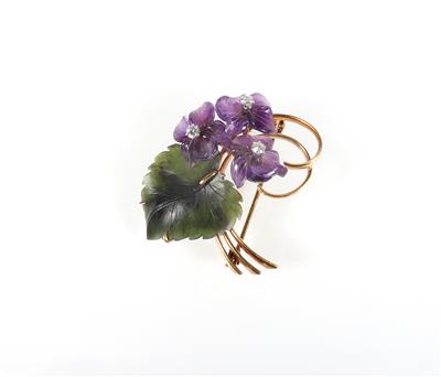 Brillant Blumenbrosche "Veilchen" - Schmuck und Uhren