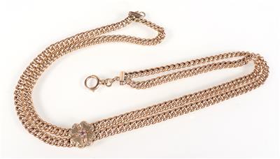 Doppelreihige Halskette mit Schuber "Kleeblatt" - Schmuck und Uhren