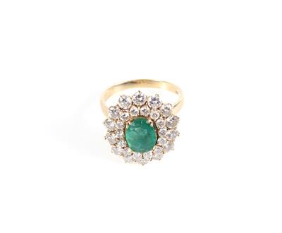 Smaragd Brillant Damenring zus. ca. 3,80 ct - Gioielli e orologi