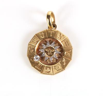 Brillant Diamant Anhänger "Sonne mit Tierkreiszeichen - Jewellery and watches