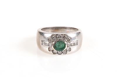 Brillant Diamant Smaragd Damenring - Schmuck und Uhren