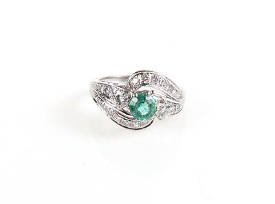 Brillant Diamant Smaragd Damenring zus. ca. 1,25 ct - Schmuck und Uhren