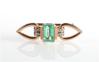 Diamant Smaragd Anhänger zus. ca. 3,30 ct - Gioielli e orologi
