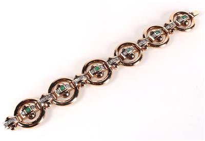 Diamant Smaragd Armkette zus. ca. 3,00 ct - Klenoty a náramkové