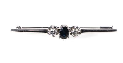 Saphir Brillant Stabbrosche zus. ca. 1,60 ct - Schmuck und Uhren Muttertagsspecial