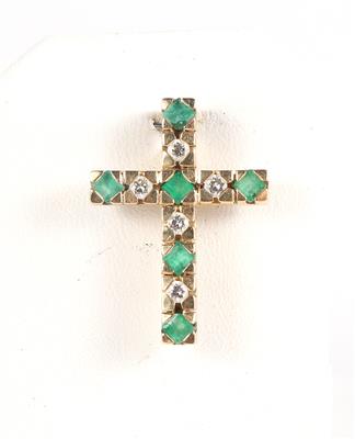 Brillant Smaragd Kreuzanhänger - Gioielli e orologi