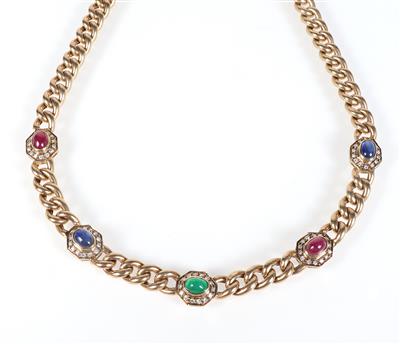 Farbstein Brillant Collier - Schmuck und Uhren