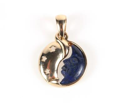 Lapis Lazuli Anhänger "Mond  &  Sterne" - Schmuck und Uhren