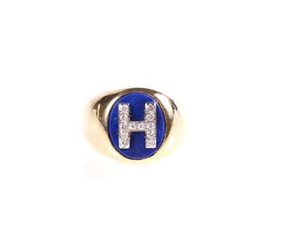 Brillant Lapis Lazulig Ring "H" - Schmuck und Uhren