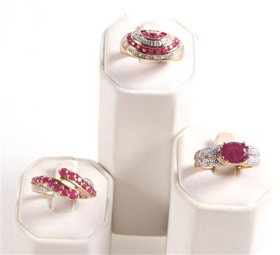 3 Rubin Diamant Damenring - Gioielli e orologi