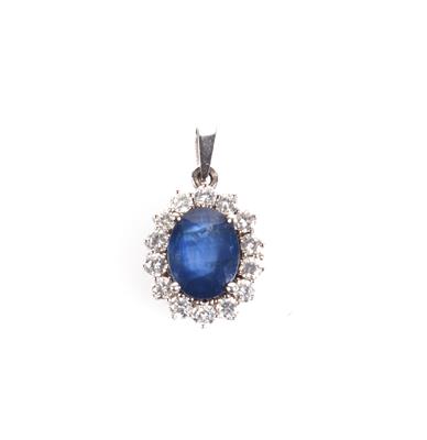 Brillant Saphir Anhänger zus. ca. 2,25 ct - Schmuck und Uhren