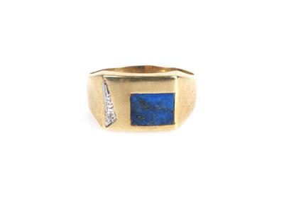 (Beh.) Lapis Lazuli Diamant Herrenring - Klenoty a náramkové