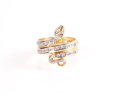 Diamant Rubin, Schlangenring - Jewellery and watches