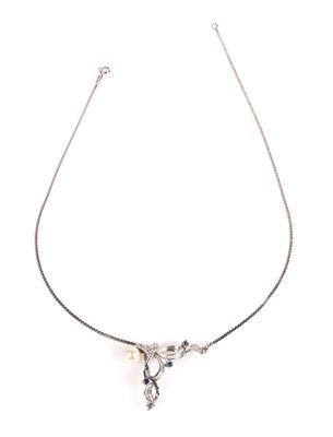 Saphir Diamant Collier Kulturperle - Klenoty a náramkové