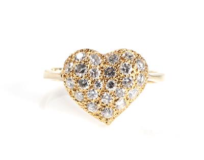 Brillant Diamant Damenring zus. ca. 0,80 ct "Herz" - Große und kleine Kostbarkeiten