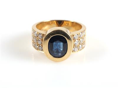 Brillant Saphir Ring zus. ca. 3,85 ct - Große und kleine Kostbarkeiten