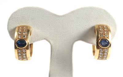 Brillant Saphir Ohrclips zus. ca. 2,05 ct - Gioielli e orologi