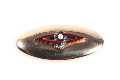 Ovale Diamant Email Brosche - Schmuck und Uhren