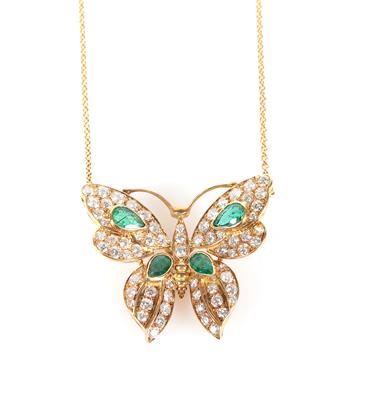 Brillant Collier "Schmetterling" zus. ca. 1,75 ct - Flora und Fauna Schmuck