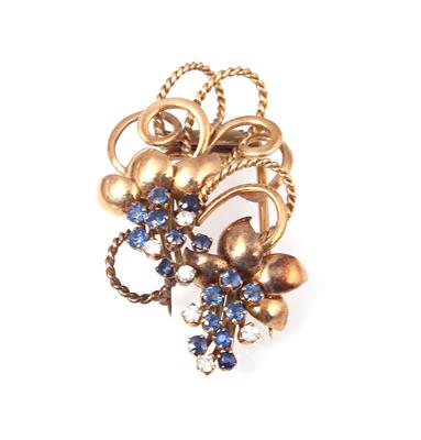 Saphir Brillant Brosche "Blumen" - Jewellery