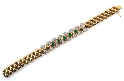 Smaragd Brillant Armband zus. ca. 3,50 ct - Jewellery and watches