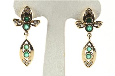 Smaragd Brillant Ohrsteckgehänge - Jewellery and watches