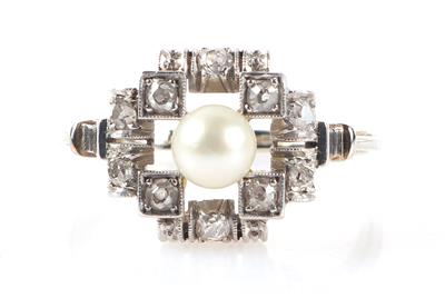 Diamant Damenring Kulturperle - Gioielli e orologi