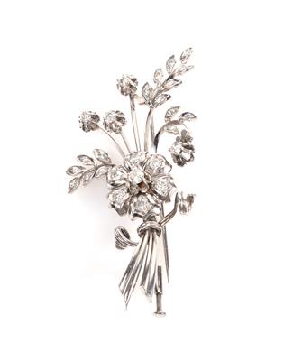 Brillant Diamant Brosche zus. ca. 0,95 ct "Blumenstrauß" - Jewellery and watches