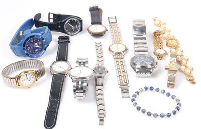 Konvolut 12 Armbanduhren, 1 Armband - Schmuck und Uhren