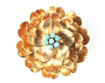 (Beh.) Türkis Blütenbrosche - Jewellery and watches