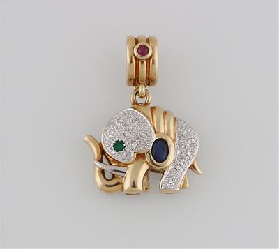Diamant Farbstein Schmuckgarnitur "Elefanten" - Schmuck und Uhren