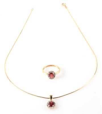 Granat Diamant Damenschmuckgarnitur - Jewellery and watches
