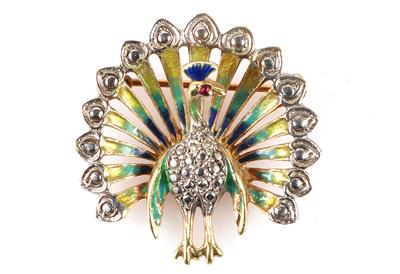 Brosche "Pfau" - Schmuck und Uhren