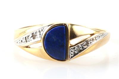 (Beh.) Lapis Lazuli Diamant Damenring - Schmuck und Uhren