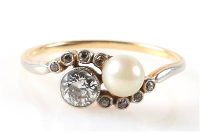 Brillant/Diamant Damenring Kulturperle - Jewellery and watches