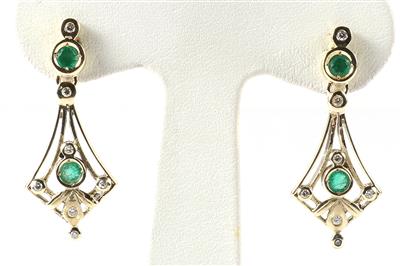 Smaragd Brillant Ohrsteckgehänge - Jewellery and watches