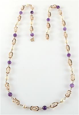 Amethyst Kulturperlen Halskette - Schmuck und Uhren