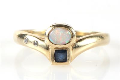 Opal Saphir Brillant Damenring - Schmuck und Uhren