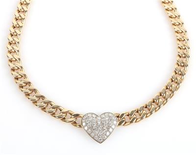 Brillantcollier zus. 1,40 ct (grav.) "Herz" - Klenoty a Hodinky